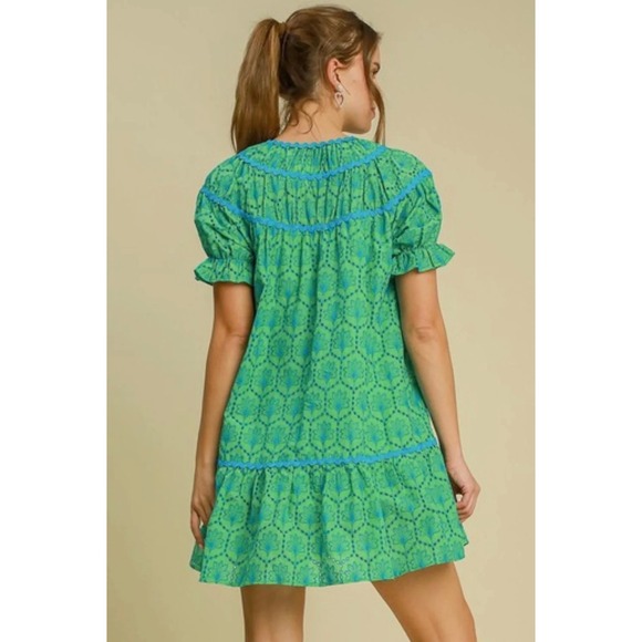 Umgee Emerald and Sky Mini Dress - Picture 2 of 10